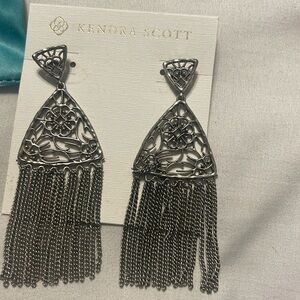 Kendra Scott Ana Filigree Tassel Earrings  Vintage Silver NWT